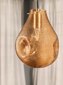 Kleine Pendelleuchte Kedu aus Glas, Lampenschirm: Glas, Baldachin: Metall, galvanisiert, Bernsteinfarben, Ø 23 x H 29 cm