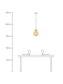 Lampada a sospensione in vetro Kedu, Paralume: vetro, Baldacchino: metallo zincato, Giallo, Ø 23 x Alt. 29 cm