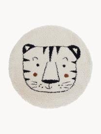 Tapis rond avec motif tigre pour enfants Isys, 67 % polypropylène, 28 % jute, 5 % polyester, Beige clair, noir, Ø 120 cm (taille S)
