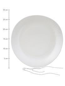 Assiette plate faite main avec rainures légères Sandvig, 4 pièces, Blanc cassé