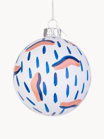 Pallina albero di Natale Drawing, varie misure, Vetro, Bianco, blu elettrico, pesca, Ø 10 x Alt. 10 cm, 8 pz