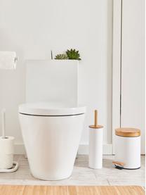 Toiletborstel Tallin, Houder: gecoat metaal, Deksel: bamboe, Wit, helder hout, Ø 10 x H 38 cm