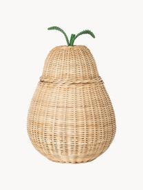 Ręcznie wykonany kosz do przechowywania z rattanu Pear, Rattan, Beżowy, zielony, Ø 35 x W 59 cm