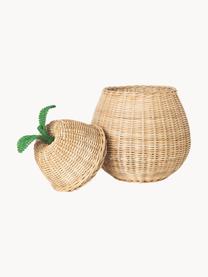 Ręcznie wykonany kosz do przechowywania z rattanu Pear, Rattan, Beżowy, zielony, Ø 35 x W 59 cm