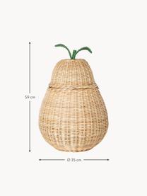 Ręcznie wykonany kosz do przechowywania z rattanu Pear, Rattan, Beżowy, zielony, Ø 35 x W 59 cm