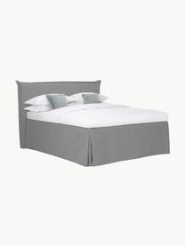 Premium Boxspringbett Violet, Matratze: 5-Zonen-Taschenfederkern, Füße: Massives Birkenholz, lack, Webstoff Dunkelgrau, B 140 x L 200 cm, Härtegrad H2