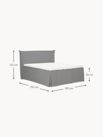 Premium boxspringbed Violet, Matras: 5-zones pocketvering, Poten: massief gelakt berkenhout, Geweven stof donkergrijs, B 140 x L 200 cm, hardheidsgraad H2