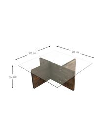 Mesa de centro Glory, tablero de cristal, Tablero: vidrio laminado, Patas: aglomerado recubierto de , Marrón, transparente, An 90 x Al 40 cm