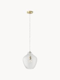 Kleine hanglamp Lee van glas, Lampenkap: glas, Fitting: verchroomd metaal, Messingkleurig, transparant, Ø 27 x H 33 cm