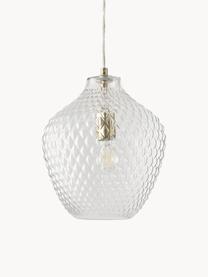 Kleine hanglamp Lee van glas, Lampenkap: glas, Fitting: verchroomd metaal, Messingkleurig, transparant, Ø 27 x H 33 cm
