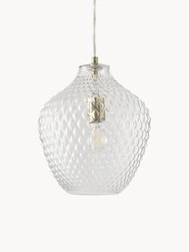 Petite suspension en verre Lee, Transparent, laiton, Ø 27 x haut. 33 cm