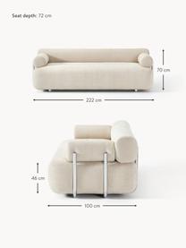 Sofa Stella (3-Sitzer), Bezug: 85 % Polyester, 15 % Baum, Gestell: Massives Fichtenholz, PEF, Webstoff Off White, B 222 x T 100 cm