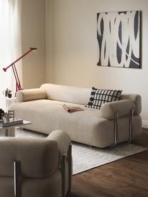 Sofa Stella (3-Sitzer), Bezug: 85 % Polyester, 15 % Baum, Gestell: Massives Fichtenholz, PEF, Webstoff Off White, B 222 x T 100 cm