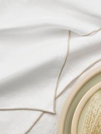 Servilletas de lino con ribete Kennedy, 4 uds., 100% lino lavado con certificado European Flax, Blanco, beige, An 45 x L 45 cm