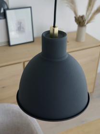 Kleine hanglamp Pop, Lampenkap: gecoat metaal, Decoratie: metaal, Baldakijn: kunststof, Grijs, messingkleurig, Ø 21 x H 24 cm