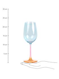 Copas de vino Rainbow, 4 uds., Vidrio, Rosa, azul, naranja, Ø 6 x Al 22 cm, 350 ml