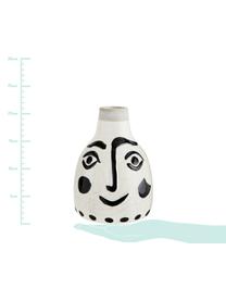 Vase Face mit Craquelé Glasur, Steingut, Weiß, Schwarz, Ø 14 x H 21 cm