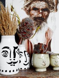 Vase Face mit Craquelé Glasur, Steingut, Weiss, Schwarz, Ø 14 x H 21 cm