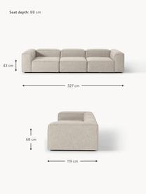 Modulares Sofa Lennon (4-Sitzer) aus Leinen-Mix, Bezug: 50 % Viskose, 25 % Leinen, Gestell: Fichtenholz, Sperrholz, m, Leinen-Mix Grau, B 327 x T 119 cm