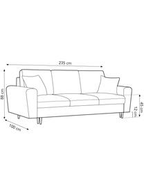 Divano letto 3 posti in velluto con contenitore Moghan, Rivestimento: velluto di poliestere Il , Struttura: legno di pino massiccio, , Piedini: metallo laccato, Velluto color petrolio, nero, Larg. 235 x Prof. 100 cm