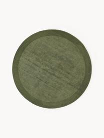 Rond laagpolig vloerkleed Kari, 100% polyester, GRS-gecertificeerd, Donkergroene tinten, Ø 150 cm (maat M)