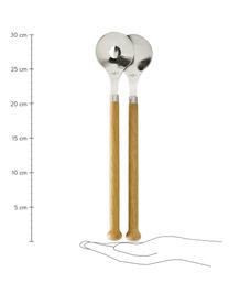 Súprava príboru na šalát s rukoväťami z dubového dreva Henny, 2 diely, Nehrdzacejúca oceľ, dubové drevo, Dubové drevo, oceľ, Š 6 cm x D 31 cm