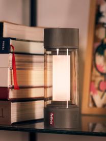 Mobile Dimmbare LED-Außentischlampe Tjoepke mit Kerzenflammen-Effekt, Lampenschirm: Polycarbonat, Transparent, Taupe, Rot, Ø 6 x H 17 cm