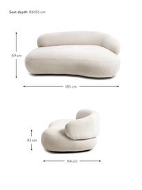 Nierensofa Alba (2-Sitzer) aus Teddyfell, Bezug: Teddy (100% Polyester) De, Gestell: Massives Fichtenholz, FSC, Füße: Kunststoff, Teddy Off White, B 185 x T 114 cm, Rückenlehne rechts
