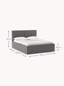 Gestoffeerd bed Dream, Bekleding: polyester (gestructureerd, Frame: massief grenenhout en pla, Geweven stof donkergrijs, B 200 x L 200 cm