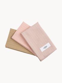 Geschirrtücher Joseph aus Bio-Baumwolle, 3er-Set, 100 % Baumwolle (Bio), GOTS-zertifiziert, Hellrosa, Peach, Beige, B 30 x L 35 cm