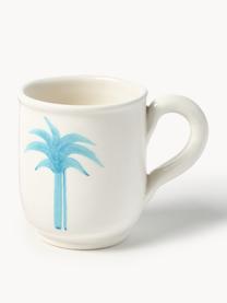 Handbemalte Tasse The Palms, Keramik, Weiß, Blau, Ø 5 x H 9 cm, 300 ml