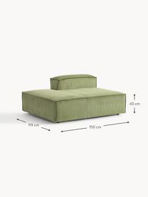 Chaise longue module Lennon van corduroy, Bekleding: corduroy (92% polyester, , Frame: massief grenenhout, multi, Poten: kunststof Dit product is , Corduroy donkergroen, B 150 x D 119 cm, rugleuning rechts