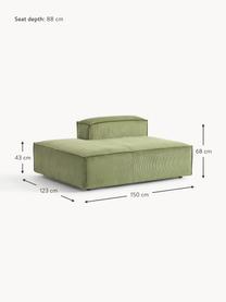 Diván modular de pana Lennon, Tapizado: pana (92% poliéster, 8% p, Estructura: madera de pino y abeto ma, Patas: plástico. Este producto e, Pana verde oscuro, An 150 x F 123 cm, respaldo derecho