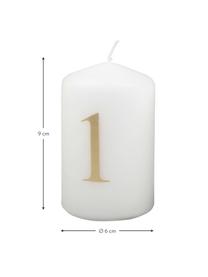 Adventskaarsen Aven H 9 cm, 4 stuks, Paraffinewas, Wit, goudkleurig, Ø 6 cm