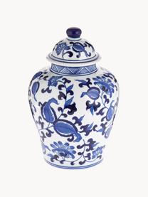 Vase en porcelaine avec couvercle Annabelle, haut. 26 cm, Porcelaine, Bleu, blanc, Ø 16 x haut. 26 cm