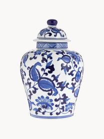 Vase en porcelaine avec couvercle Annabelle, haut. 26 cm, Porcelaine, Bleu, blanc, Ø 16 x haut. 26 cm