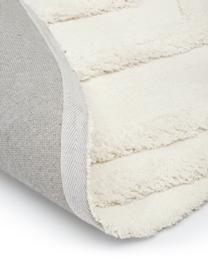Runder flauschiger Hochflorteppich Magda mit erhabener Hoch-Tief-Struktur, Flor: Mikrofaser (100 % Polyest, Cremeweiss, Ø 120 cm (Grösse S)