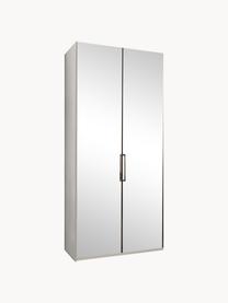 Armoire Monaco, 2 portes battantes, Blanc, portes miroir, larg. 100 x haut. 216 cm