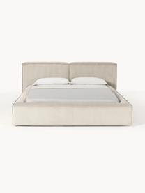 Gestoffeerd bed Lennon van corduroy, Bekleding: corduroy (98% polyester, , Frame: massief grenenhout, multi, Poten: hout, kunststof Dit produ, Corduroy lichtbeige, B 248 x L 243 cm (ligvlak 180 x 200 cm)