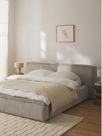 Gestoffeerd bed Lennon van corduroy, Bekleding: corduroy (98% polyester, , Frame: massief grenenhout, multi, Poten: hout, kunststof Dit produ, Corduroy lichtbeige, B 248 x L 243 cm (ligvlak 180 x 200 cm)