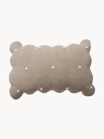 Cuscino morbido in cotone fatto a mano Biscuit, Rivestimento: 100% cotone, Taupe, bianco latte, Larg. 25 x Lung. 35 cm