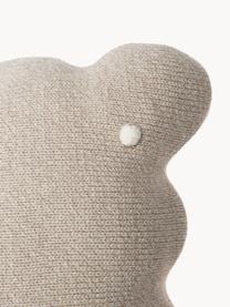 Coussin douillet en coton brodé à la main Biscuit, Taupe, blanc cassé, larg. 25 x long. 35 cm