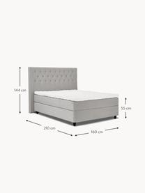 Letto boxspring premium in velluto Phoebe, Materasso: nucleo a 5 zone di molle , Piedini: legno massiccio di betull, Velluto grigio, Larg. 200 x lung. 200 cm, grado di durezza H3