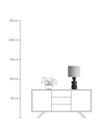 Tafellamp Loke van mangohout, Lampenkap: stof, Lampvoet: mangohout, zwart gelakt, Lichtgrijs, zwart, Ø 32 x H 61 cm