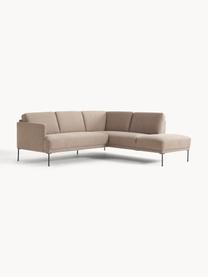 Ecksofa Fluente, Bezug: 100 % Polyester Der strap, Gestell: Massives Kiefernholz, Webstoff Taupe, B 221 x T 200 cm, Eckteil links