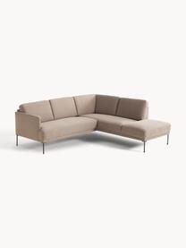 Ecksofa Fluente, Bezug: 100 % Polyester Der strap, Gestell: Massives Kiefernholz, Webstoff Taupe, B 221 x T 200 cm, Eckteil links