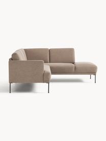 Sofa narożna Fluente, Tapicerka: 100% poliester Dzięki tka, Stelaż: lite drewno sosnowe, Nogi: metal malowany proszkowo , Taupe tkanina, S 221 x G 200 cm, lewostronna