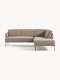 Ecksofa Fluente, Bezug: 100 % Polyester Der strap, Gestell: Massives Kiefernholz, Webstoff Taupe, B 221 x T 200 cm, Eckteil links