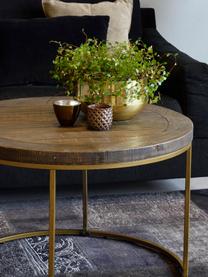 Tavolino da salotto stile industriale Dalton, Struttura: metallo laccato, Marrone grigiastro, ottonato, Ø 80 x Alt. 53 cm