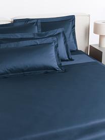 Katoensatijnen laken Premium, Weeftechniek: satijn Draaddichtheid 400, Donkerblauw, B 240 x L 280 cm